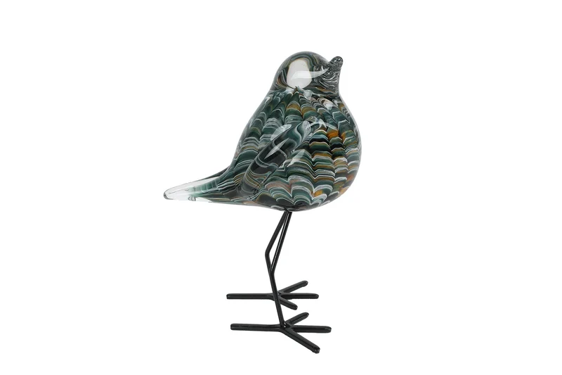 Skulptur "Vogel" auf Sockel graues Glas 11,5x8,5x16cm