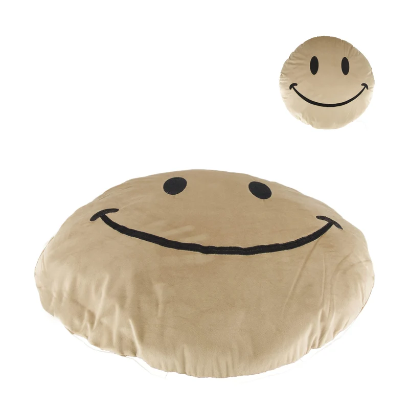 Kissen rund Smiley Polyester 58x58x8cm Braun