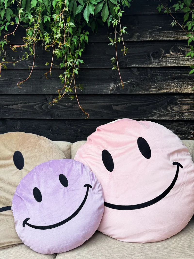 Kissen rund Smiley Polyester 38x38x6cm Flieder