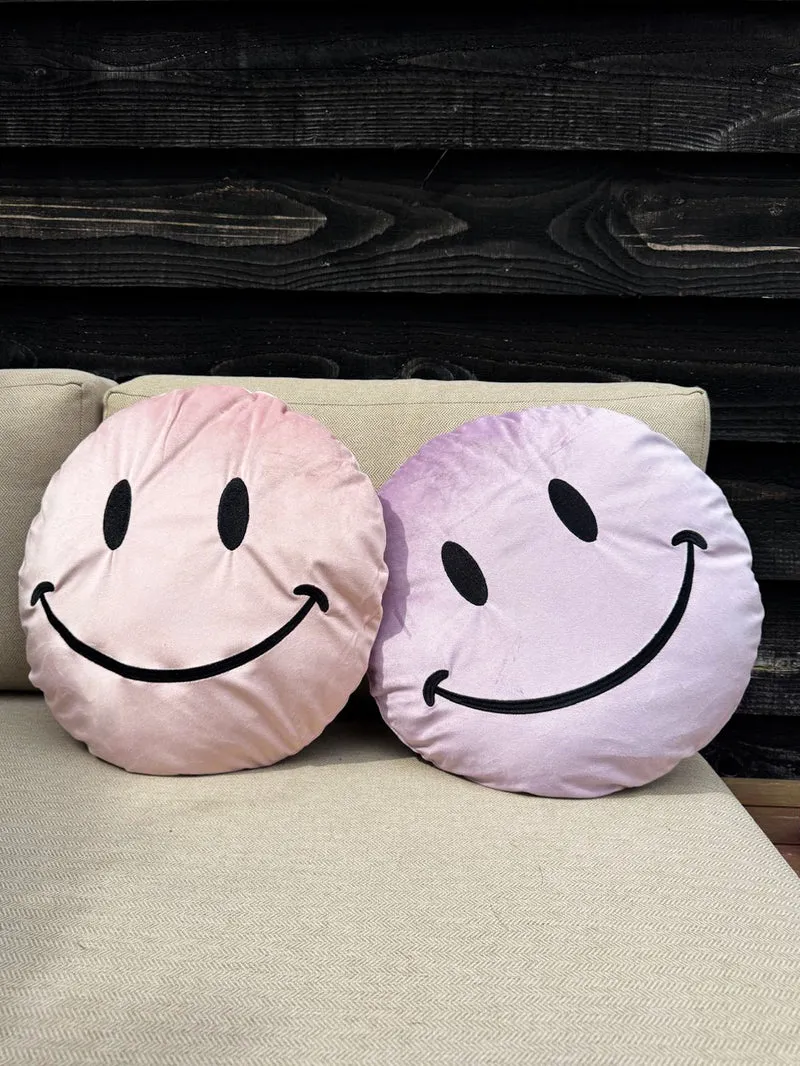 Kissen rund Smiley Polyester 38x38x6cm Rosa