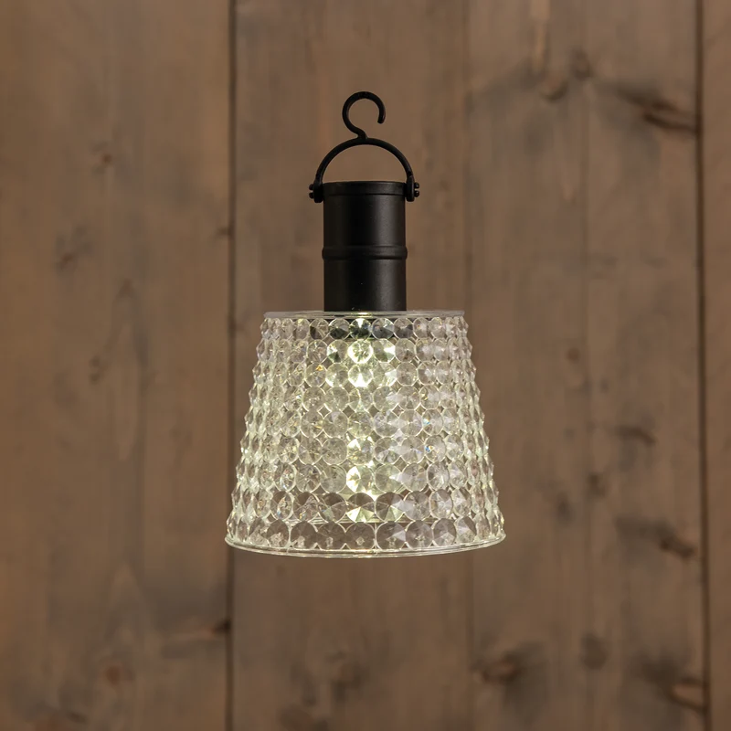 SOLAR-HÄNGELEUCHTE TRANSPARENT 12,5X12,5X16CM 1LED WARMWEISS