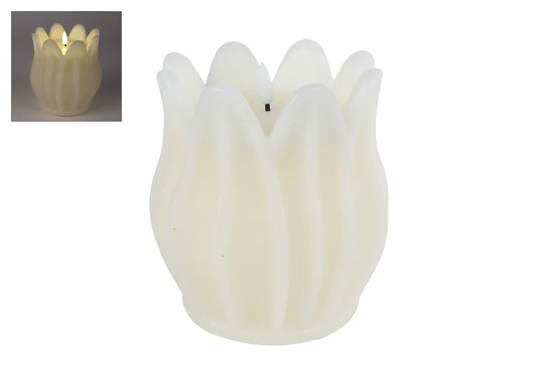 LED-Kerze "Tulip" L creme 2xAA exkl. 13,5x13,5x15cm