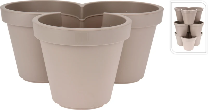 BLUMENTOPF E&K STAPELBAR, Ø 44XH20CM, PASTEL TAUPE