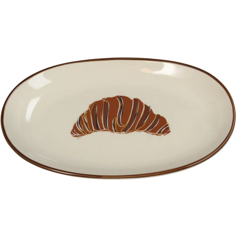Platte Croissant Steingut Braun 21x12.5x2.5cm