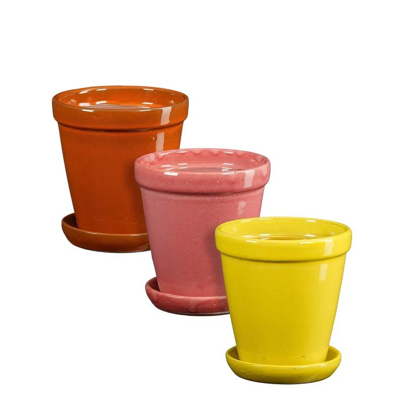 Madrid Topf r.gelb orange r.pink 3-fach sortiert - h17xd16cm