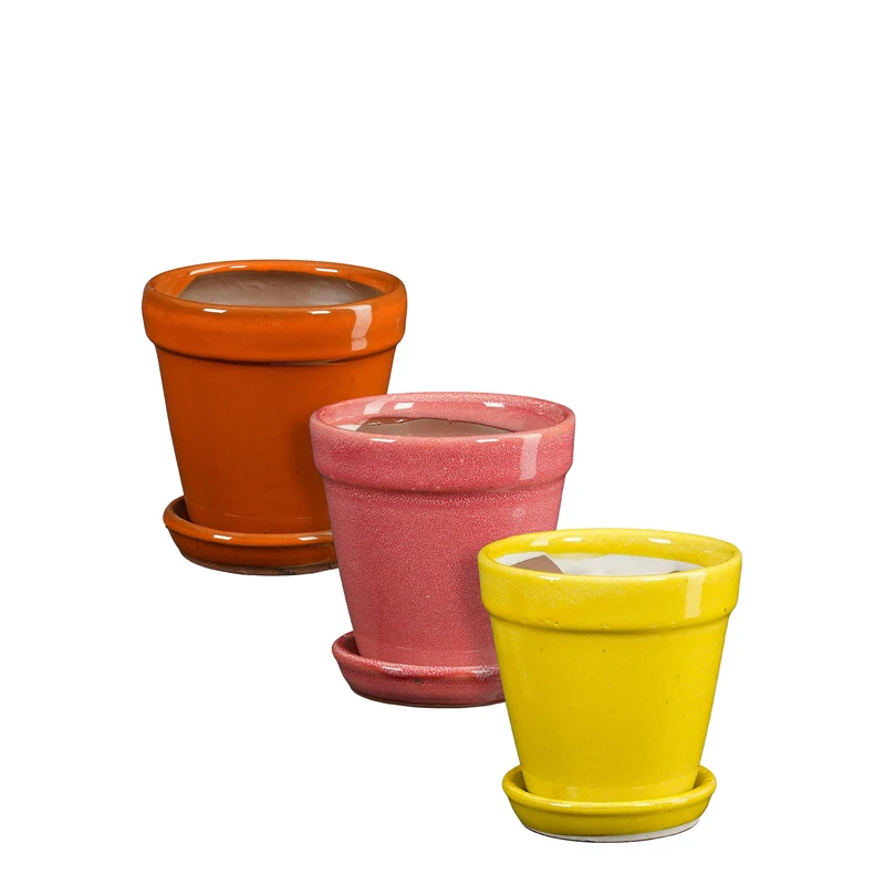 Madrid Topf rund hellgelb-orange-rosa 3-fach sortiert – H11,5xD11,5cm
