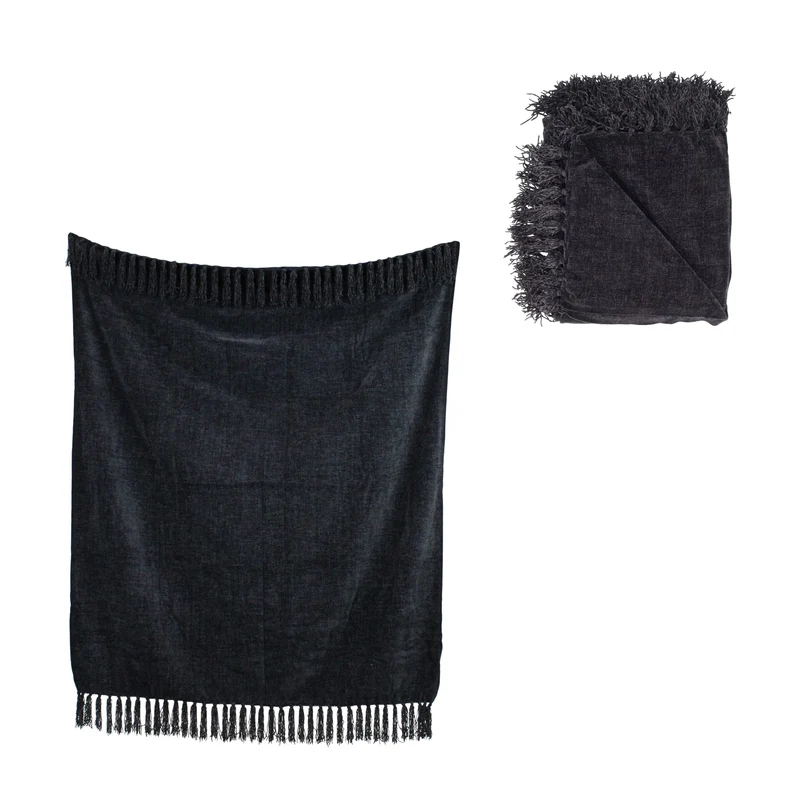 Plaid Polyester 150x125x0,5cm Schwarz