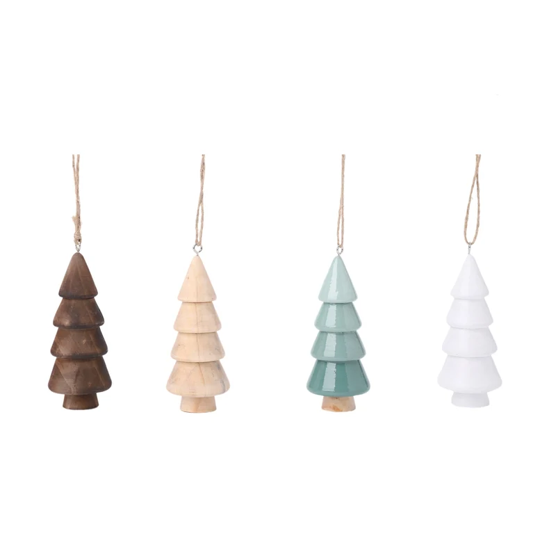 Anhänger Weihnachtsbaum 4-fach sort. D3 H8cm Mehrfarbig