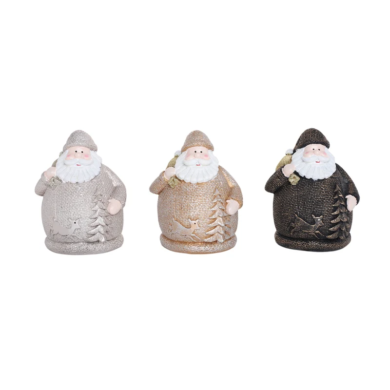 Deko Weihnachtsmann 3-fach sortiert 11x10x15cm