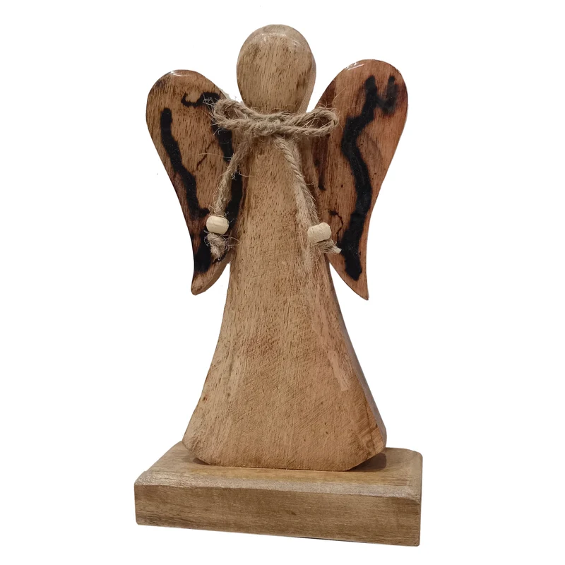 Deko Engel Holz 13x5x23cm Natur/Braun