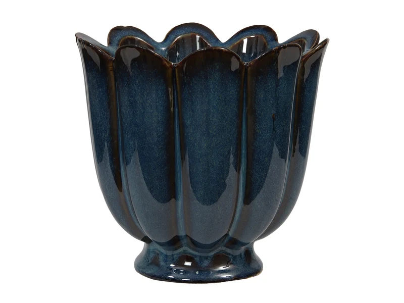 Steingut-Blumentopf blau Ø 13,5x13 cm