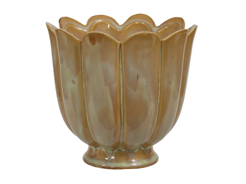 Steingut-Blumentopf beige Ø 13,5x13 cm