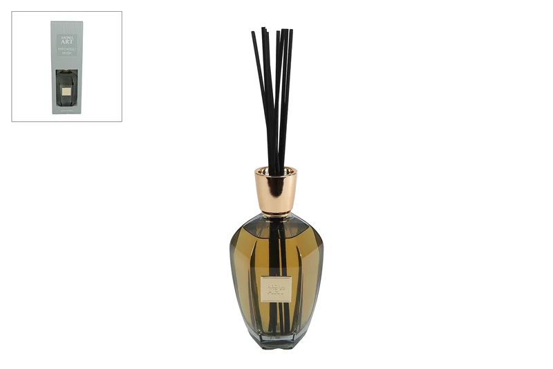 Diffusor-Set "Aroma Art" Patchouli Moschus 800ml grünes Glas 12x12x39cm