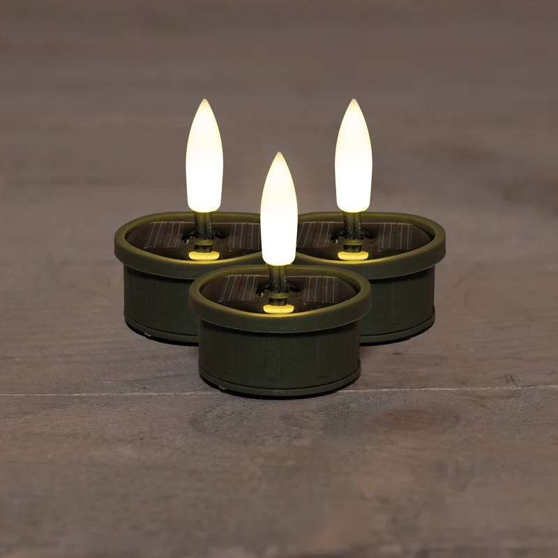 TEELICHT SOLAR 3D LONT SET VON 3 OLIVEN / BLISTER