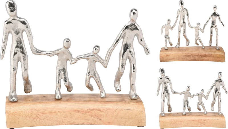 SKULPTUR FAMILIE ALUMINIUM 24X9X23CM SILBER 2 ASSORTIERT