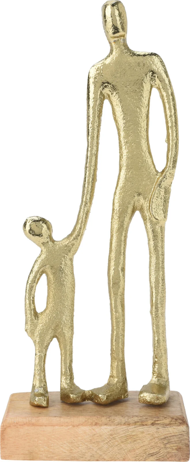 SKULPTUR MANN UND KIND ALUMINIUM 10X5X24CM GOLD