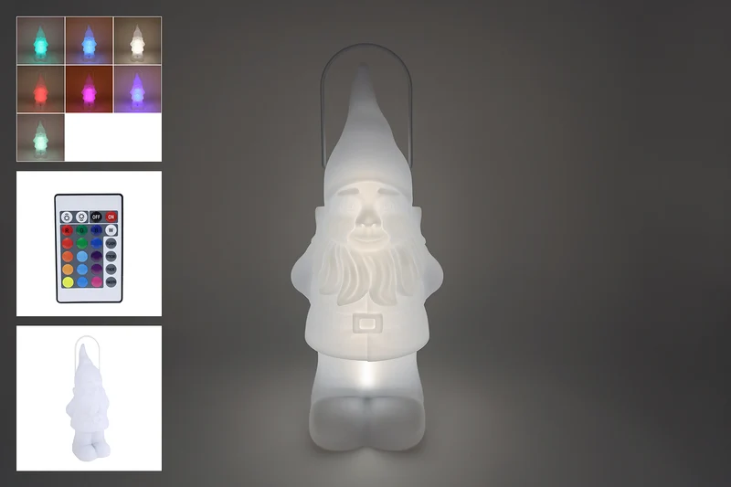 Laterne LED "Gnom" solar m/FB 7 Farben weiß Kunststoff 22,5x18,5x51cm