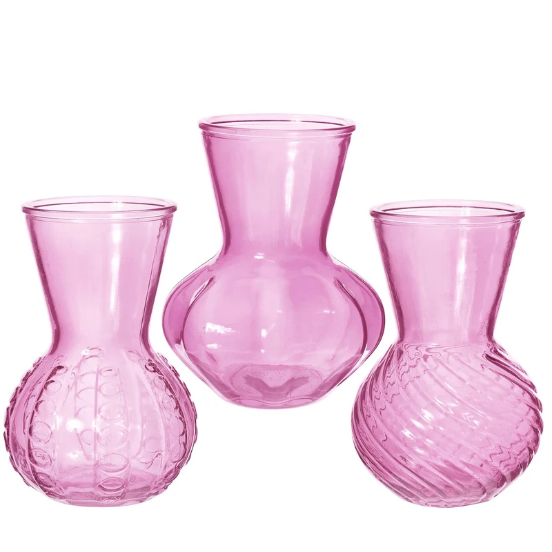 Vase Kristallglas 3er Set Ø13 H.18 cm hellrosa