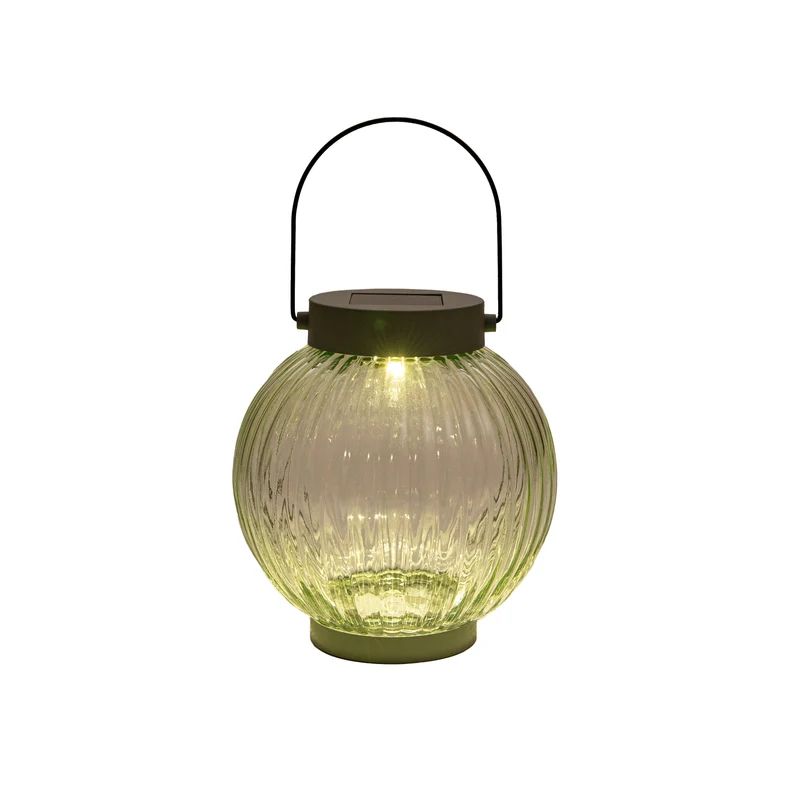 LATERNE SOLAR 1LED GLAS 14,5X15CM OLIV ( 2V-25MA SOLAR)