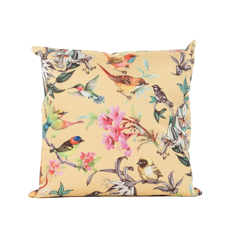 OUTDOOR-KISSEN VÖGEL GELB 60X60CM VAKUUMVERPACKT
