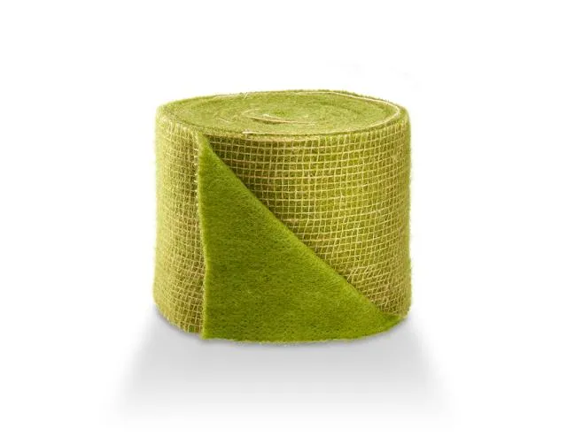 Wollfilz mit Jute 15 cm moosgrün 5MTR