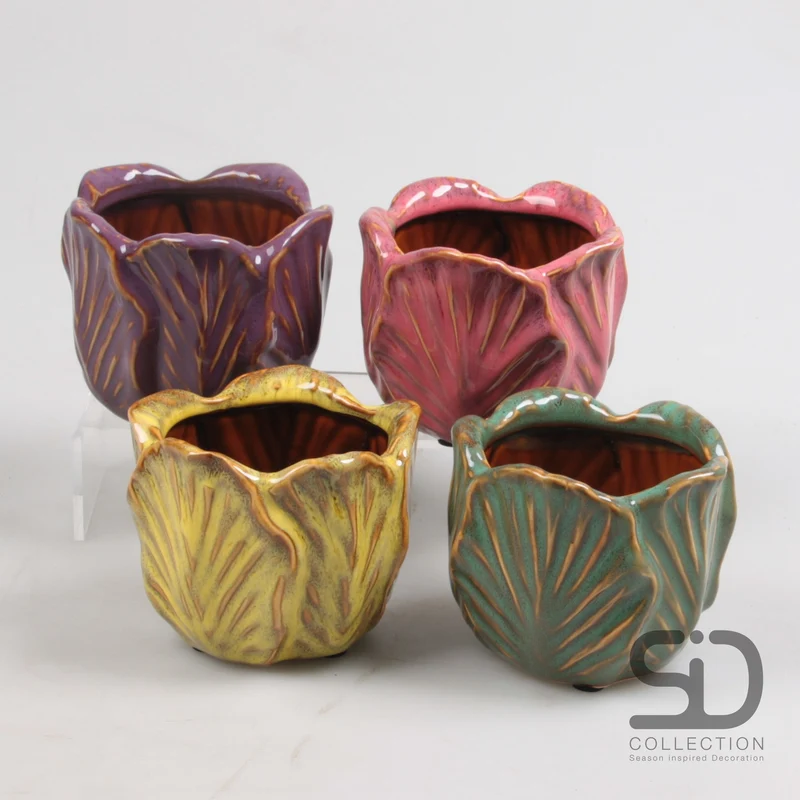 BLUMENTOPF S FLOWER SAMMIE 4 ASSORTIERT 11,5X11,5X9 CM KERAMIK