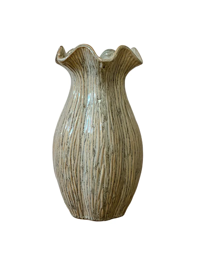 Vase „Loire“ Keramik Ø18 H32cm Bean Green
