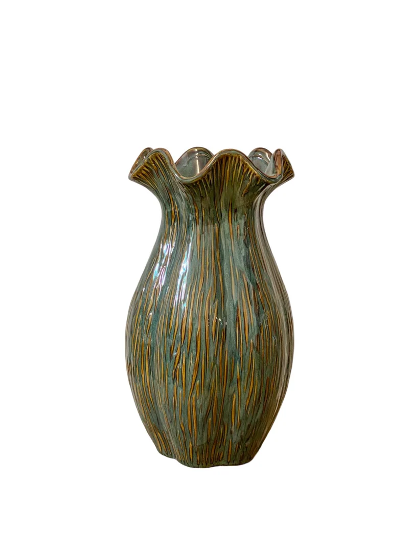Vase „Loire“ Keramik D18 H32cm Dunkelgrün