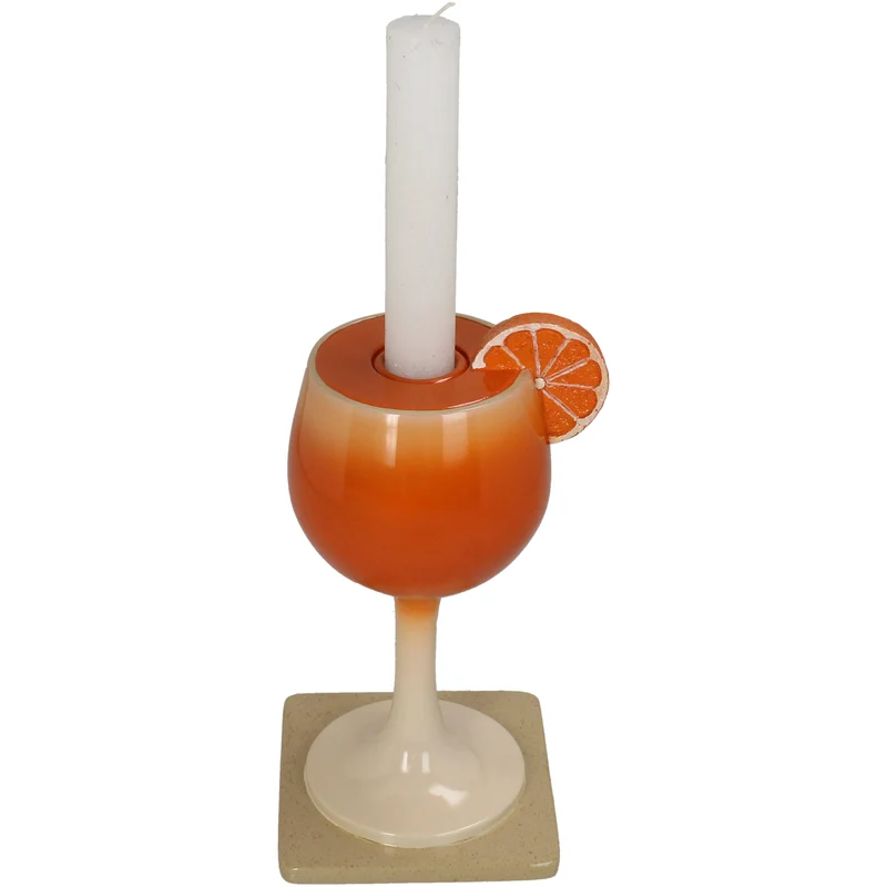 Kerzenhalter Spritzer Polyresin Orange 11x10x19cm