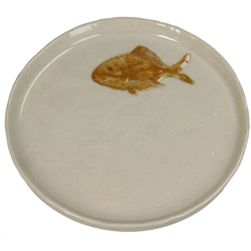 Fischteller Steingut Braun 18x18x1.5cm