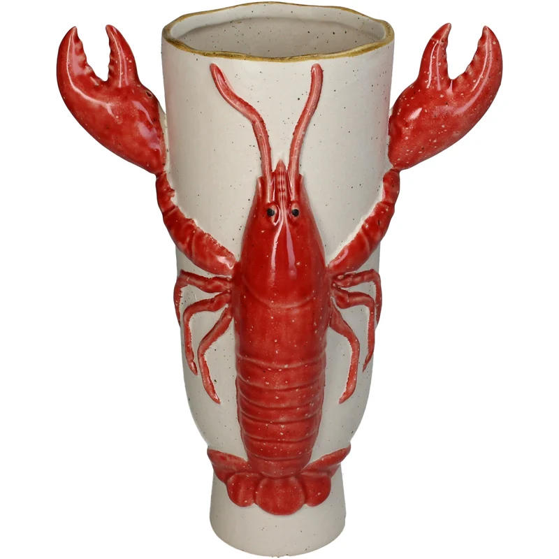 Vase Hummer Steingut Rot 22x16x32cm