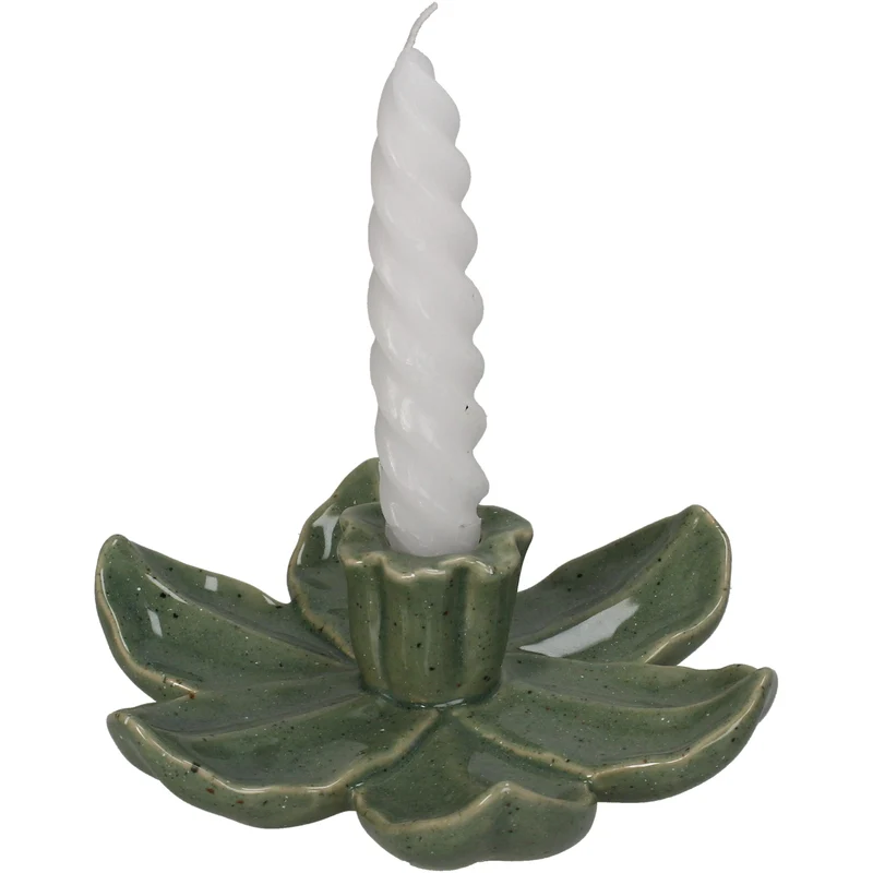 Kerzenständer Blume Steingut Grün 17x17x4.5cm