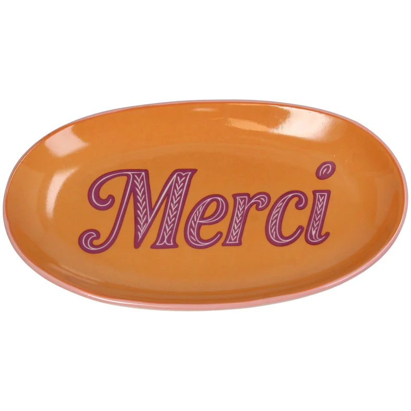 Teller Merci Steingut Ocker 21x12.5x2.5cm