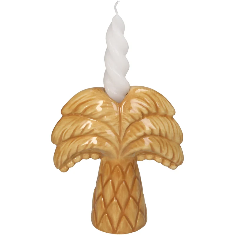 Kerzenhalter Palmbaum Steingut grün 12,7x5,5x14,4cm