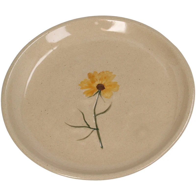 Teller Blume Steingut Beige 15.5x15.5x1.9cm