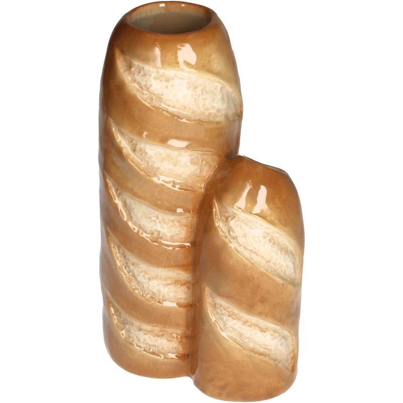 Vase Baguette Steingut Braun 14,8x11x25,5cm