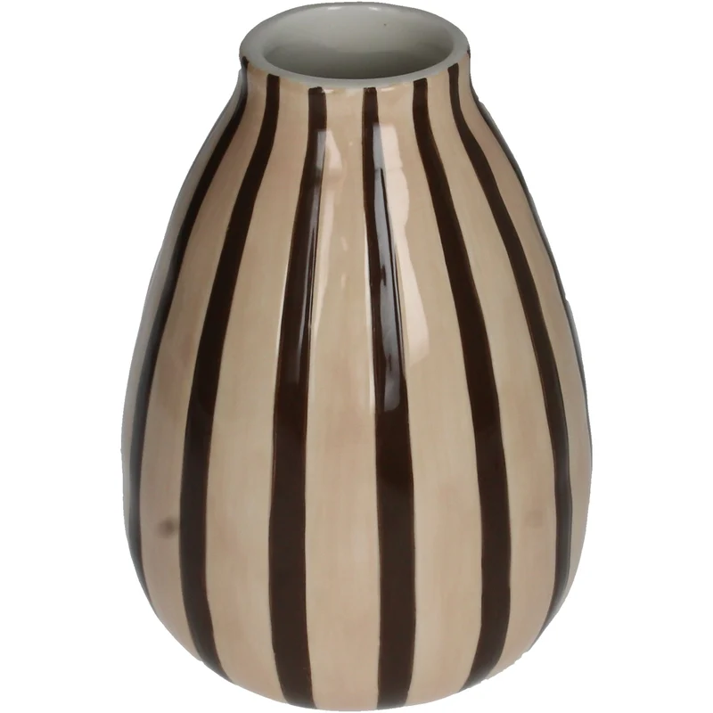 Vase Streifen Dolomit Braun 12x12x18cm