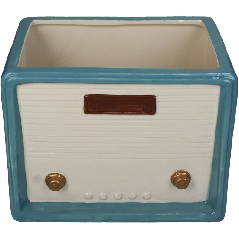 Pflanzgefäß Retro Radio Dolomit Multi 20,2x15,2x14,7cm