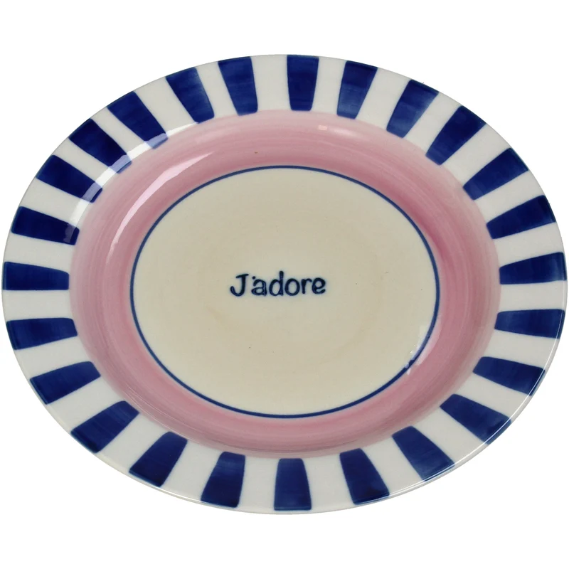Teller Streifen J'adore Steingut Multi 22x22x2.4cm