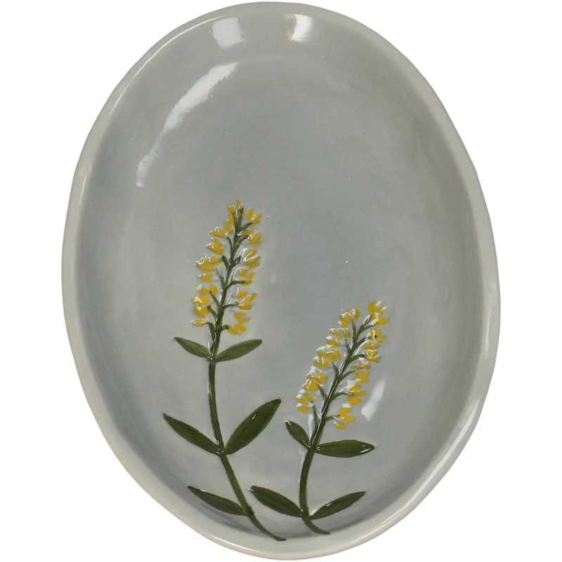 Platte Blume Porzellan Grau 19,7x12x2cm