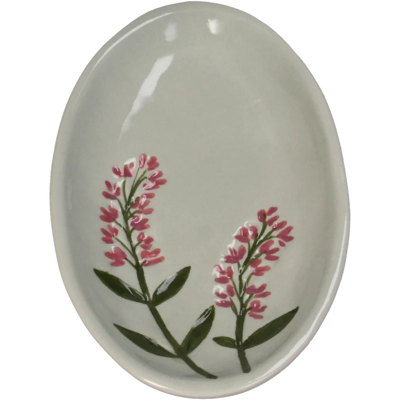 Platte Blume Porzellan Grau 14,5x8,9x1,5cm