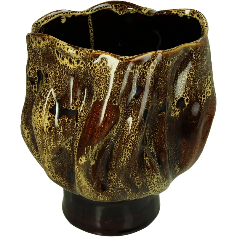 Vase Steingut Braun 21x21x24cm