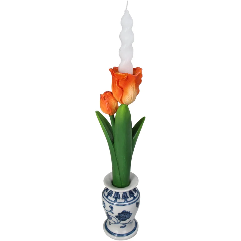 Kerzenständer Tulpe Polyresin Orange 9.5x9x35cm