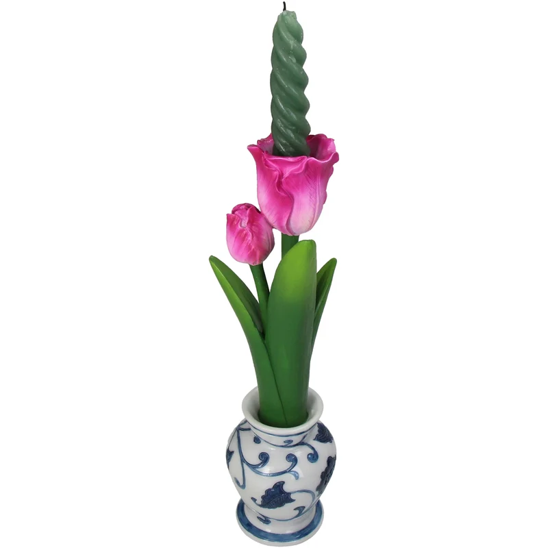 Kerzenleuchter Tulpe Polyresin Lila 9,5x9x31cm