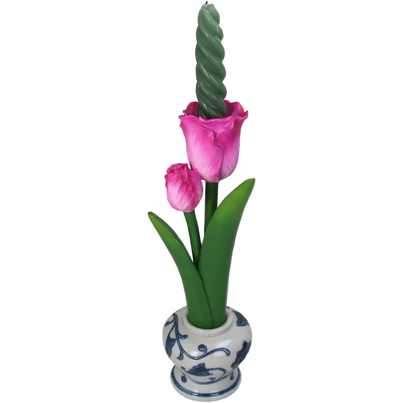 Kerzenhalter Tulpe Polyresin Lila 9,5x9x27cm
