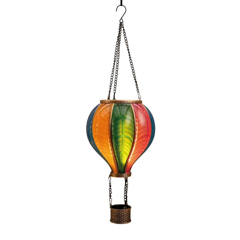 SOLAR HEISSLUFTBALLON 24LED MIT FLAMMENEFFEKT 20X62CM MULTI