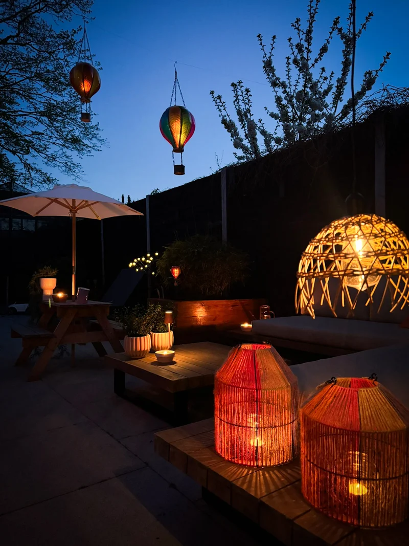 SOLAR HEISSLUFTBALLON 24LED MIT FLAMMENEFFEKT 20X62CM MULTI
