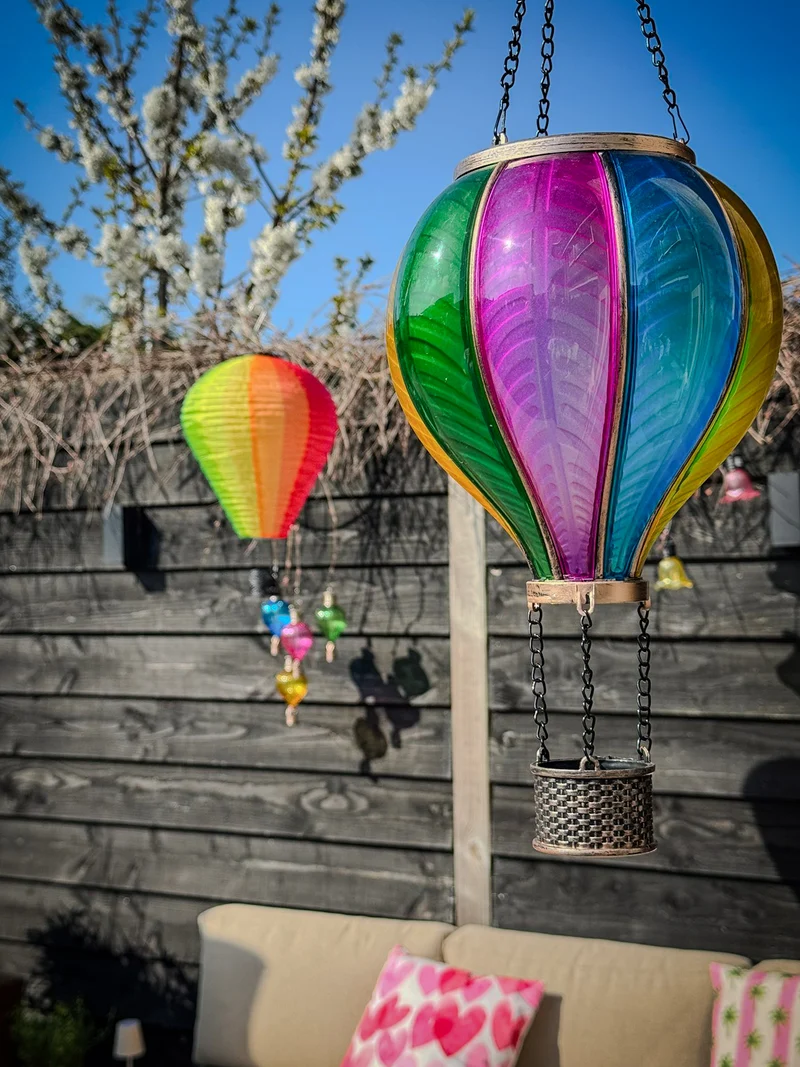 SOLAR-LUFTBALLON NYLON 20LED MIT FLAMMENEFFEKT 20X42CM MULTI