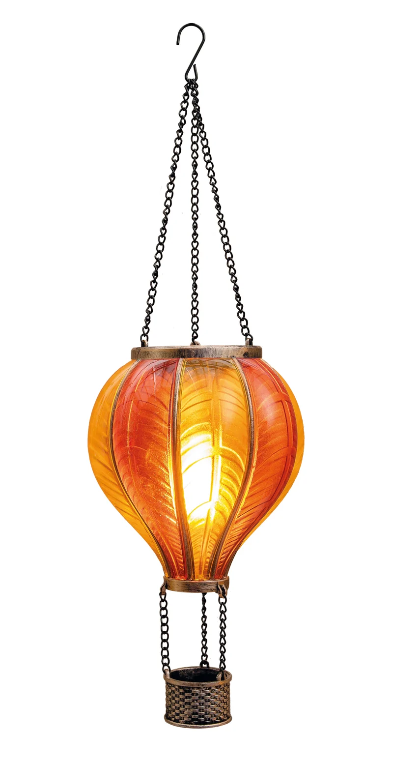 SOLAR-HEISSLUFTBALLON 20LED MIT FLAMMENEFFEKT 14X45CM GELB/ORANGE