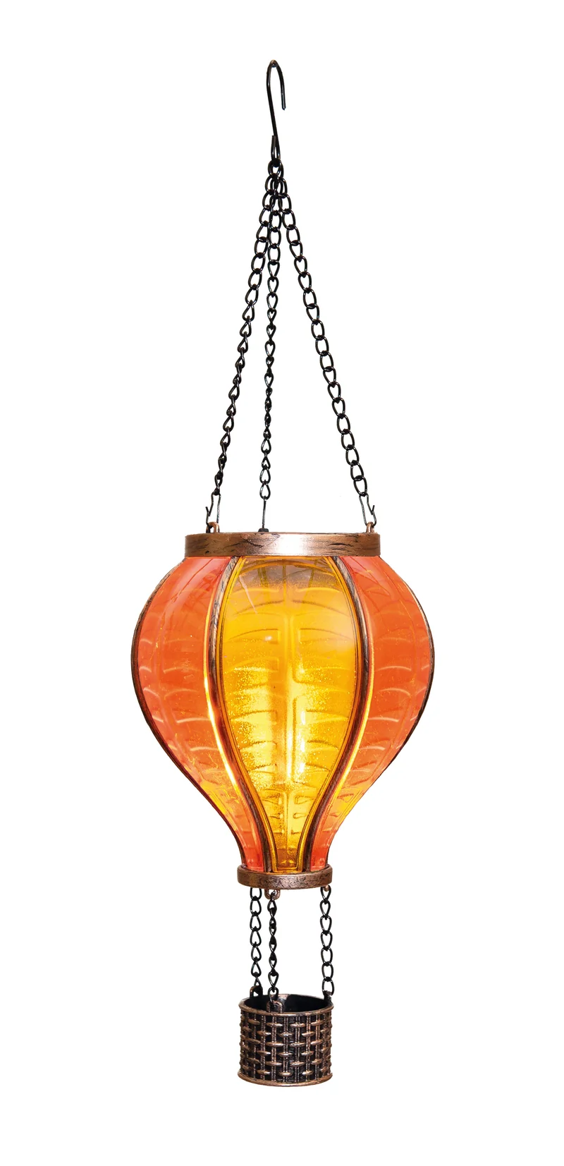 SOLAR-HEISSLUFTBALLON 12LED MIT FLAMMENEFFEKT 11X36CM GELB/ORANGE